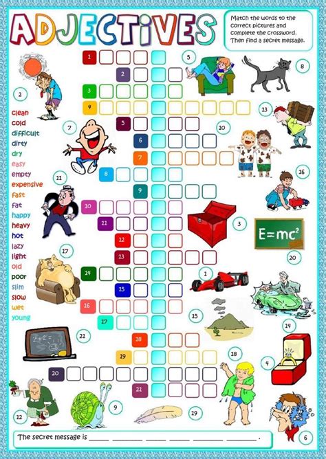 Adjectives Crosswords Worksheet Adjetivos Vocabulario En Ingles