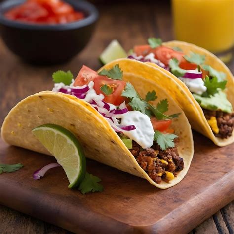 Premium Photo Delicious Beef Tacos With Fresh Veggies And Creamy Sauce