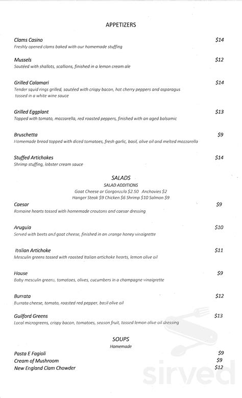 Quattro S Italian Restaurant Menu In Guilford Connecticut Usa