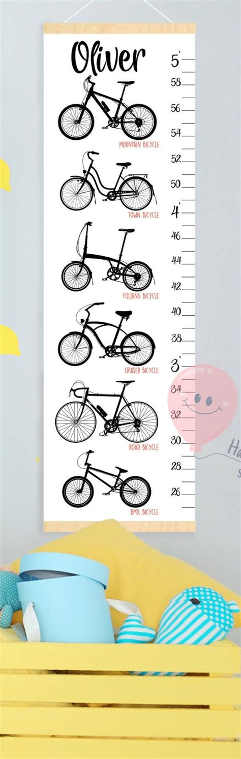 Bike Height Chart Bicykle Growth Chart Cycling Baby Nursery - Etsy