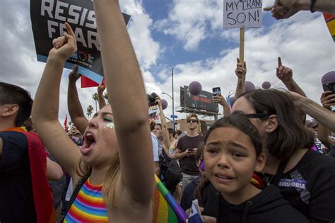 A Mix Of Pride And Anger At Lgbt Rights Marches Across Us The Mercury News