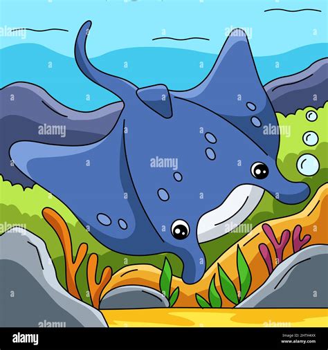 Manta Ray Cartoon Colored Illustration Stock Vector Image & Art - Alamy