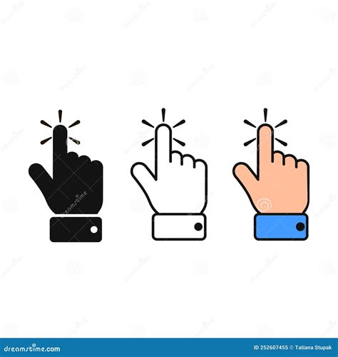 Hand Click Touch Icon Set Vector Isolated Symbol Stock Illustration