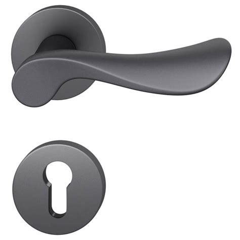 FSB Door Handle With Euro Profile Escutcheon Black Aluminium