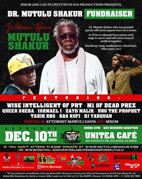 Upcoming Fundraiser Events for Dr. Mutulu Shakur | Jericho Movement