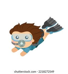 Kids Swimming Underwater Illustration Vector Clipart Stock Vector ...