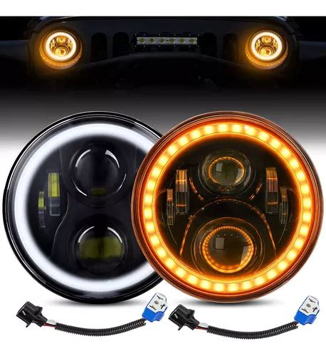 Par Faro H Led Redondo Ojo Ngel Wrangler Jeep Vocho Jk Env O Gratis