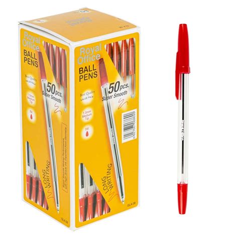 Paquet de 50 stylos à encre longue durée Royal Office 1 mm avec clip