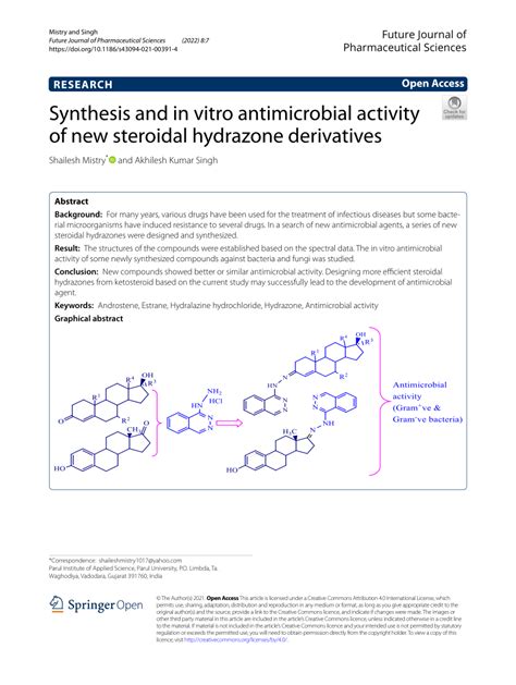 Pdf Synthesis And In Vitro Antimicrobial Activity Of New Steroidal