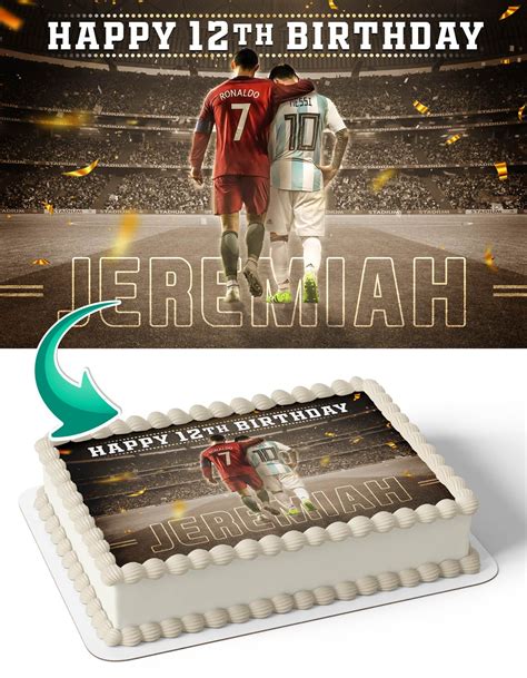 Cristiano Ronaldo Lionel Messi Edible Image Cake Topper Personalized