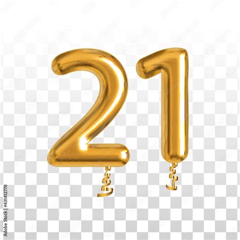 Vector realistic isolated golden balloon number of 21 for invitation ...