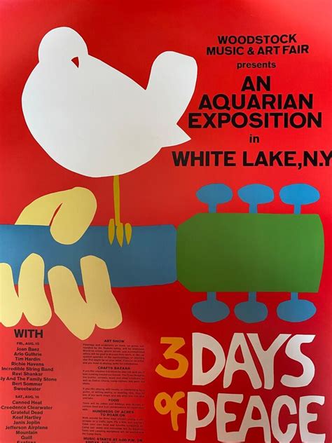 1969 Woodstock Poster RARE Authentic Original Designed By Arnold