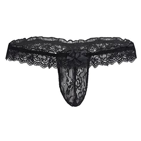 Buy Tiaobug Men S Sexy See Through Lace Open Butt Bikini G String