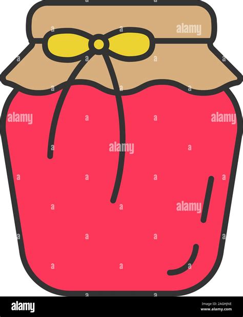 Strawberry Jam Jar Color Icon Fruit Preserve Isolated Vector