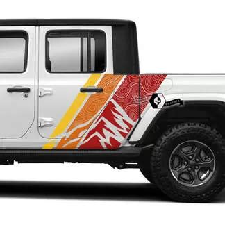 Jeep Gladiator Wrap Decals Vinyl Graphics Topographic Map Tailgate Bed