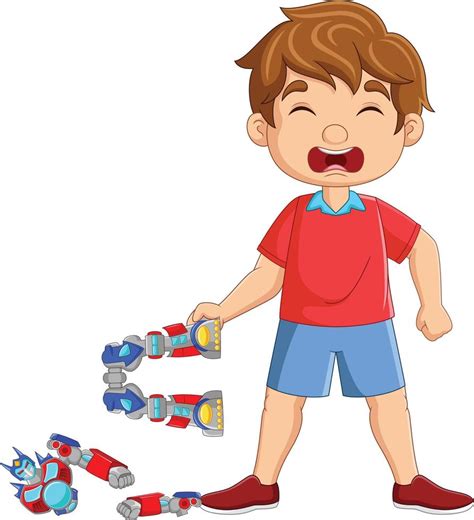 Cartoon Little Boy Crying Because Robot Toy Broken 15219811 Vector Art At Vecteezy