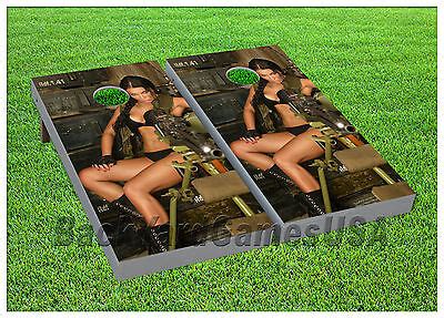 VINYL WRAPS Sexy Army Girl Cornhole Boards DECALS Bag Toss Game