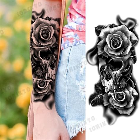 Skull And Roses Tattoo Sleeve For Girls