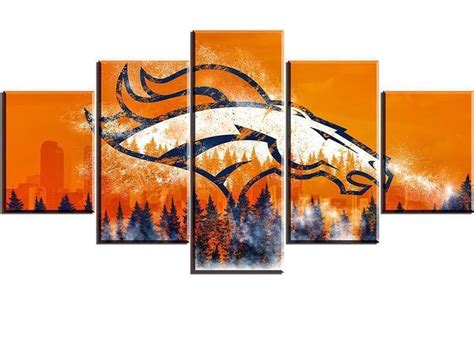 Denver Broncos Football Canvas Football – 5 Panel Canvas Art Wall Decor ...