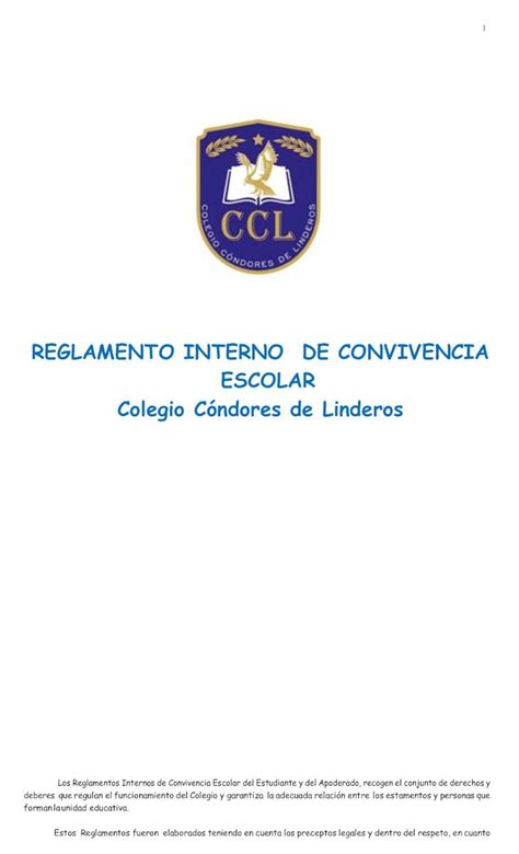 Pdf Reglamento Interno De Convivencia Escolar