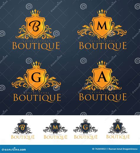 Elegant Luxury Badge Logo Luxury Crown Logo Stock Vector