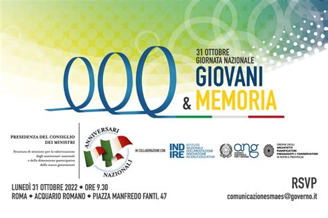 Ottobre Giornata Nazionale Giovani Memoria Fondazione Giacomo