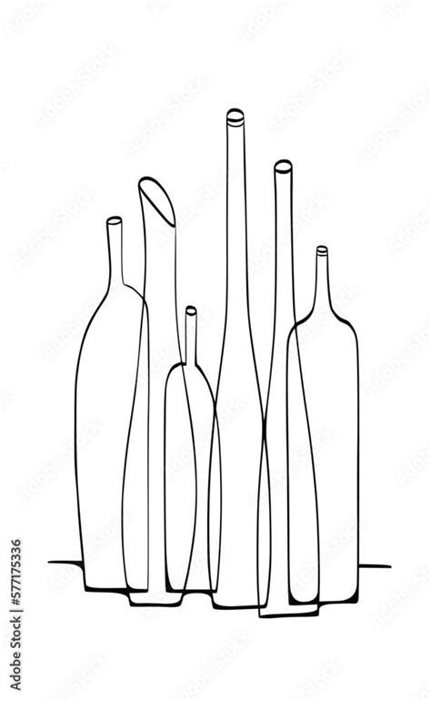 Composition Of Glass Bottles Isolated Vector Illustration Stock Vector Vector Illustration