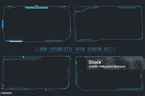 Kumpulan Elemen Dasar Layar Pengguna Futuristik Hud Ilustrasi Stok