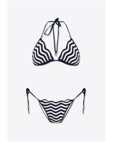 Zimmermann Striped Textured Bikini In White Lyst