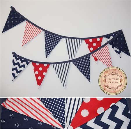 Patriotic Bunting With Polka Dots Chevrons And Red White And Blue Flags