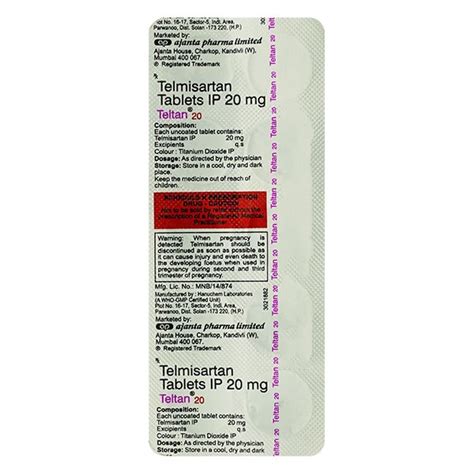 TELMISARTAN 20 MG TABLETS Generic Seva