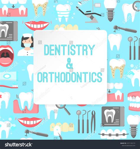 Dentistry Orthodontics Poster Dental Instruments Implant Stock Vector