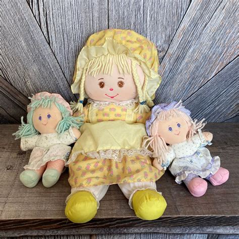 3 Vintage Holly Mine Dolls, Plush Rag Doll, 80's Toy 1987 Holly Mine
