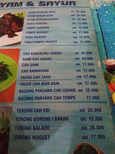 Menu At Kedai Laut Seafood Mayjend Sutoyo Restaurant Balikpapan