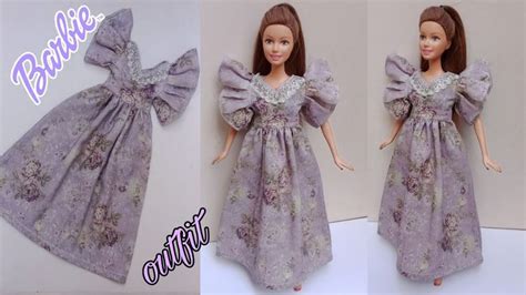 Making Beautiful Long Frock With Ruffle Sleeves For Barbie Doll Diy