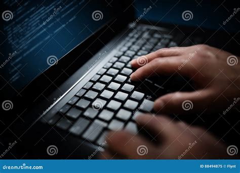 Programmer or Computer Hacker Typing on Laptop Keyboard Stock Image - Image of hand, information ...