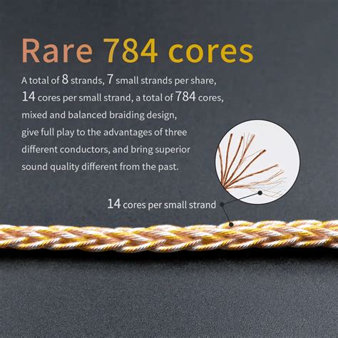 KZ 784 Cores Gold Silver And Copper Mixed Upgrade Cable KZ Bangldesh