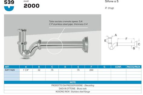 Sifone Ad Esse Per Lavabo E Bidet In Ottone Cromato Con Attacco