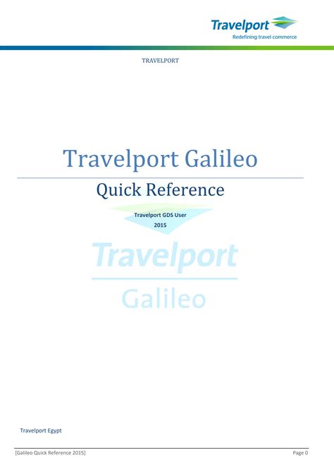 Solution Galileo Quick Reference Studypool