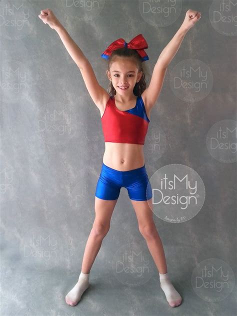 Cheer Dance Gym 2pc Set Red Blue Crop Top Shorts Crop Top And Shorts Blue Crop Tops Red And Blue