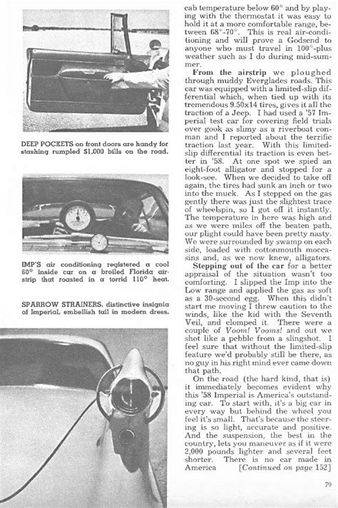 Mechanix Illustrated 1958 Chrysler Imperial Review By Tom McCahill