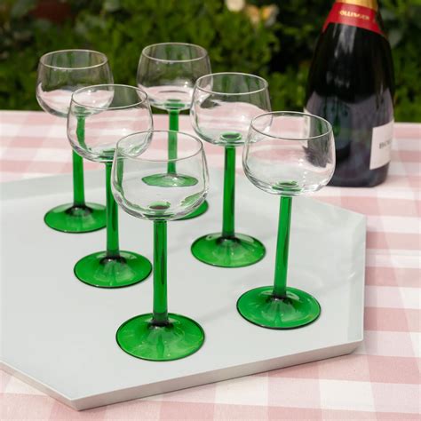 Retro French Green Stemmed Wine Glasses Emma Stevenson Shop