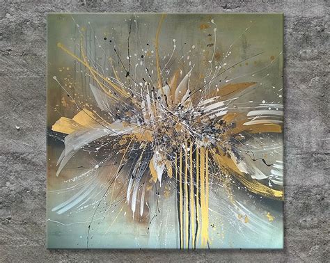 Nettis Art Acrylbild Gro Format Quadratisch Gold Braun Wei Abstrakt