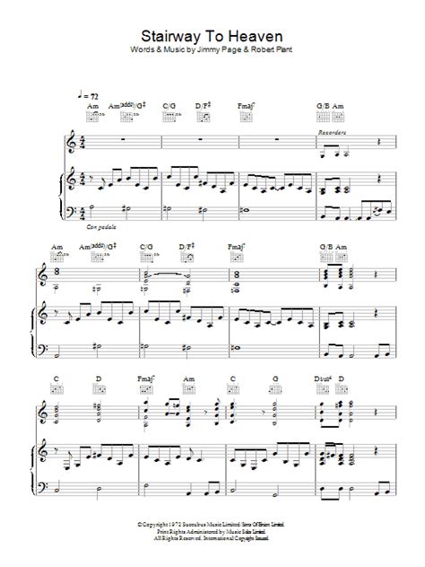 Led Zeppelin "Stairway To Heaven" Sheet Music & PDF Chords | Piano, Vocal & Guitar Rock Music ...