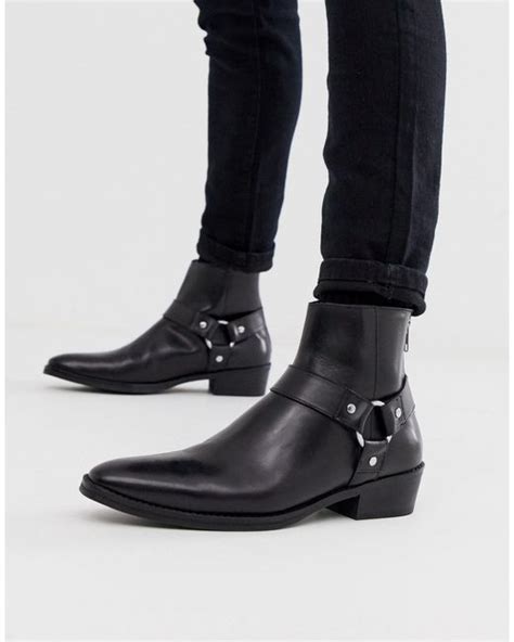 Asos Cuban Heel Western Chelsea Boots In Black For Men Lyst