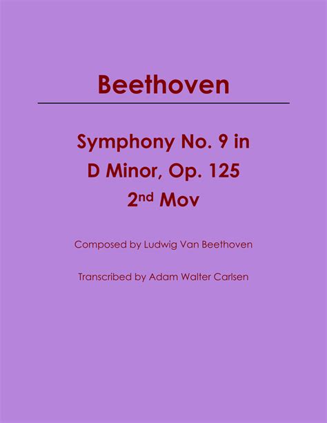 Beethoven Symphony No. 9 Mov. 2 (arr. Adam Walter Carlsen) Sheet Music ...