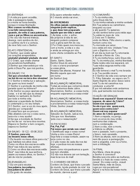 Terço De Setimo Dia - Missa de Sétimo Dia | PDF | Jesus | Céu
