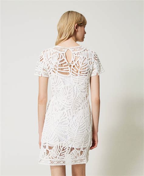 Short Crocheted Dress Woman White Twinset Milano