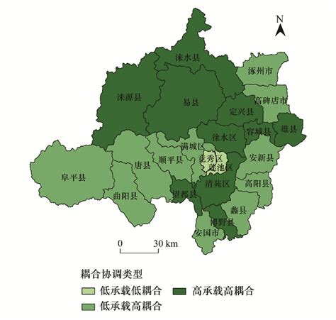 保定市生产性生态承载力与生态功能耦合协调度时空分异