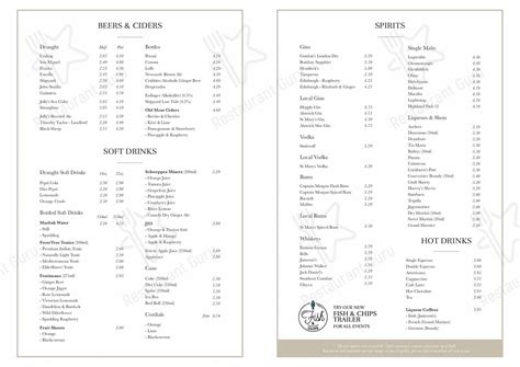 Menu at The Jolly Fisherman Inn pub & bar, Craster